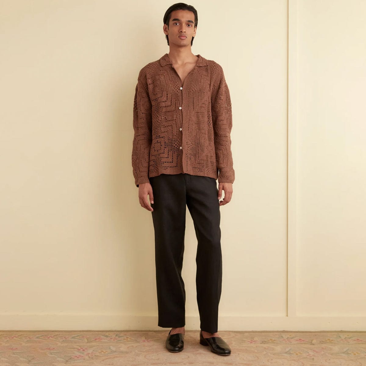 OVERDYE CROCHET SHIRT BROWN | Bodega OVERDYE CROCHET SHIRT BROWN | Bodega