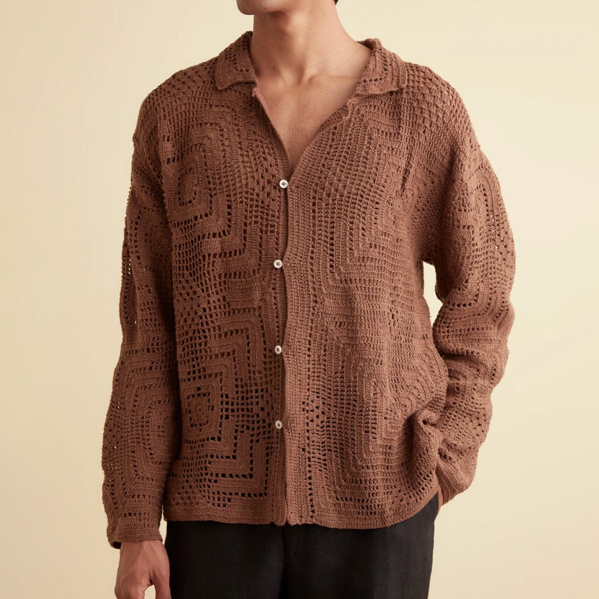 BODE Knitwear OVERDYE CROCHET SHIRT