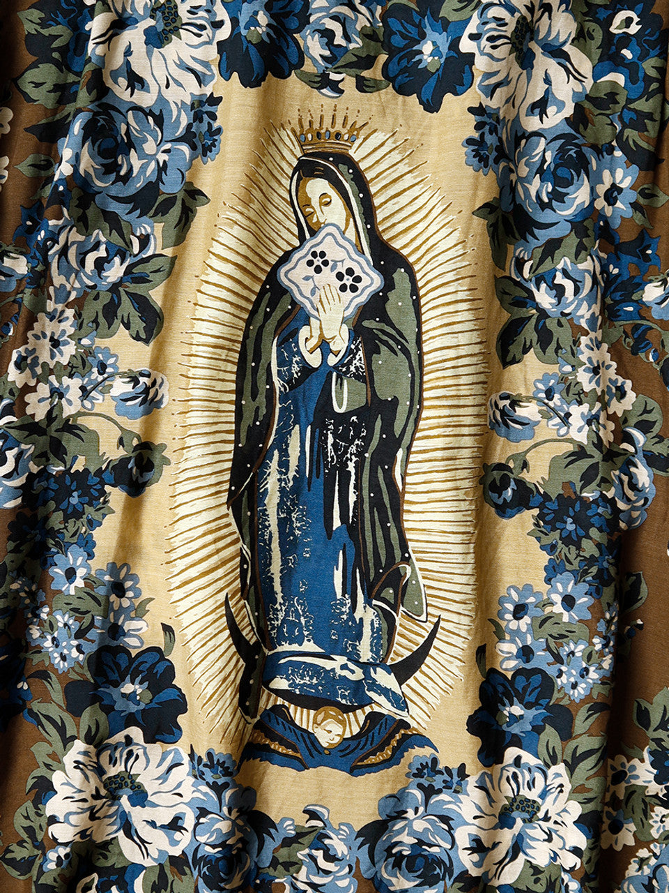 SILK RAYON CHAMPETRE MARIA PATTERN WRANGLE COLLAR ALOHA SHIRT