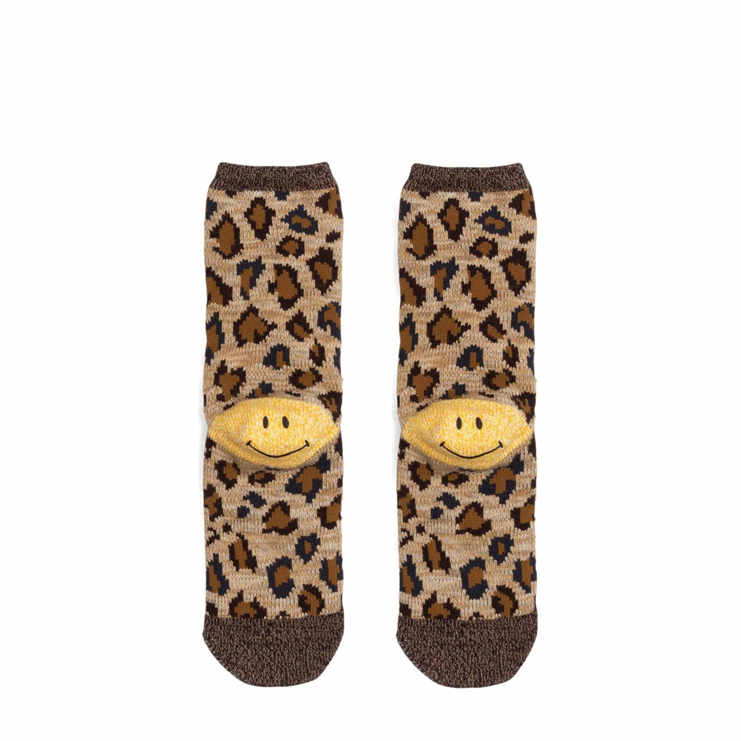 Kapital Socks BROWN / O/S 84 YARNS RAININBOWY HAPPY HEEL LEOPARD SOCKS