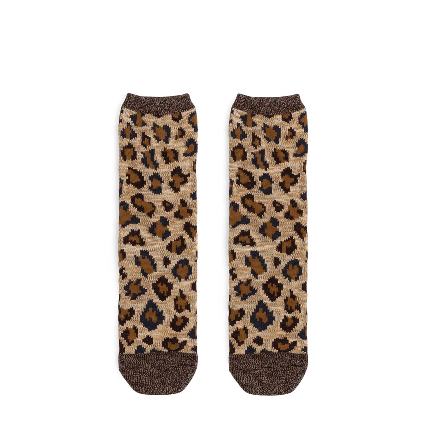 Kapital Socks BROWN / O/S 84 YARNS RAININBOWY HAPPY HEEL LEOPARD SOCKS