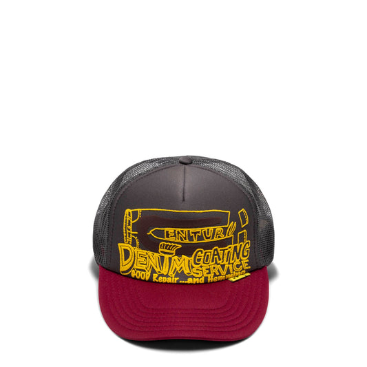 KAPITAL Headwear CHARCOAL/BURGUNDY / O/S CENTURY DENIM COATING SERVICE TRUCK HAT