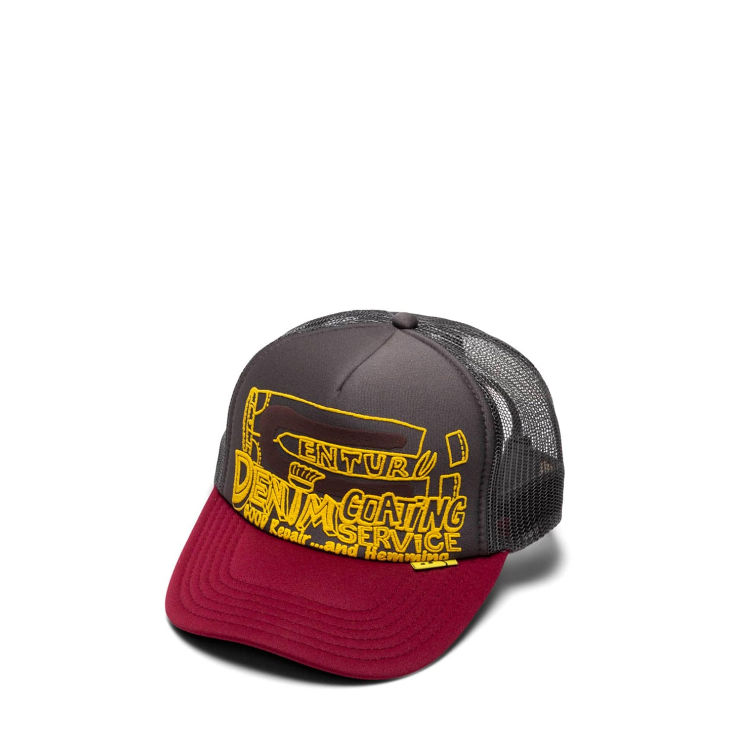 KAPITAL Headwear CHARCOAL/BURGUNDY / O/S CENTURY DENIM COATING SERVICE TRUCK HAT