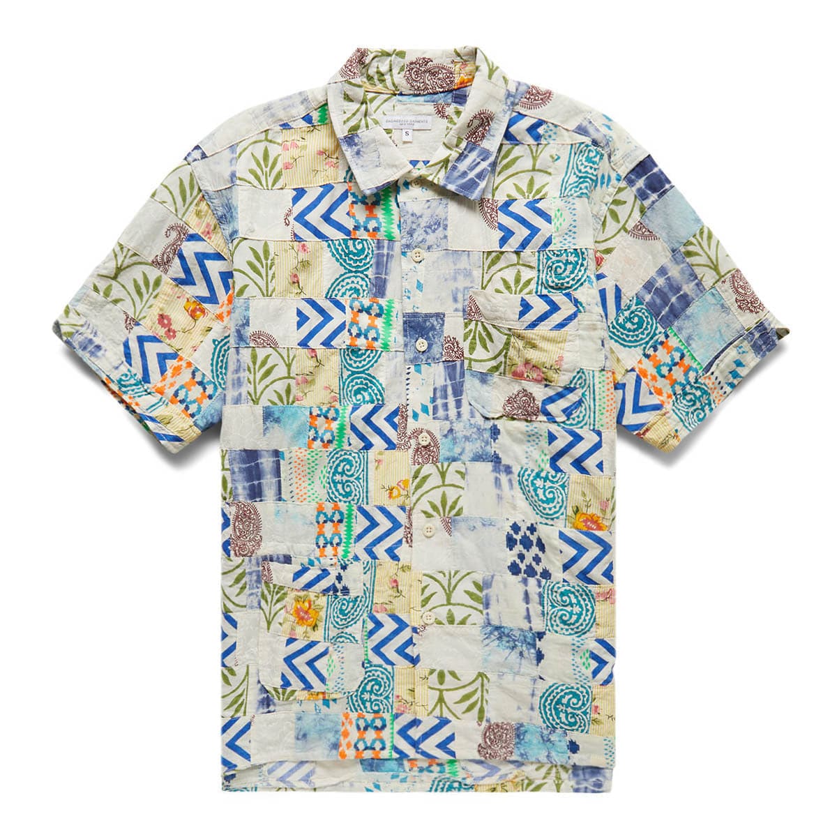 CAMP SHIRT WHITE/BLUE ETHNO PRINT | Bodega