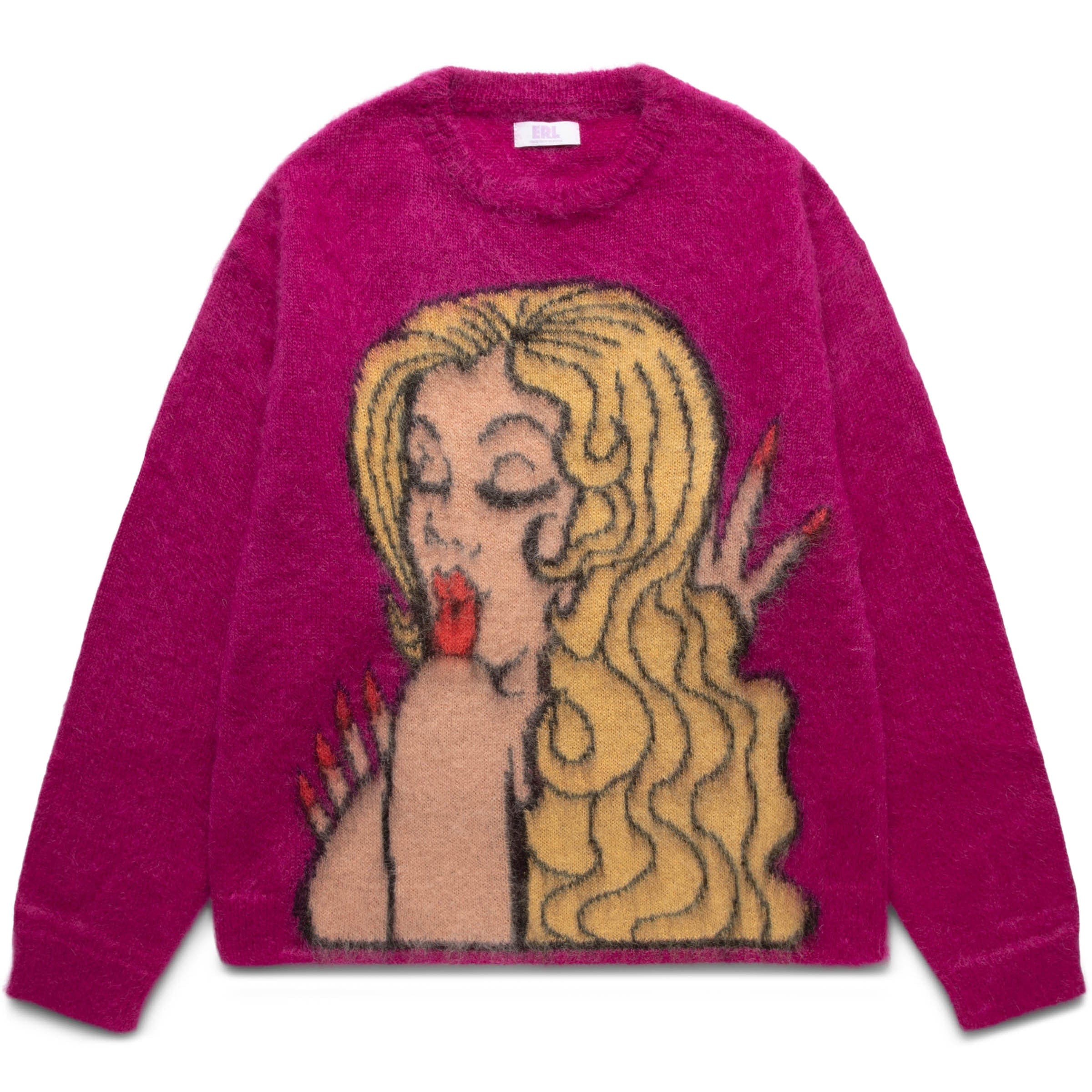 KISS MOHAIR INTARSIA SWEATER FUSCIA | Bodega