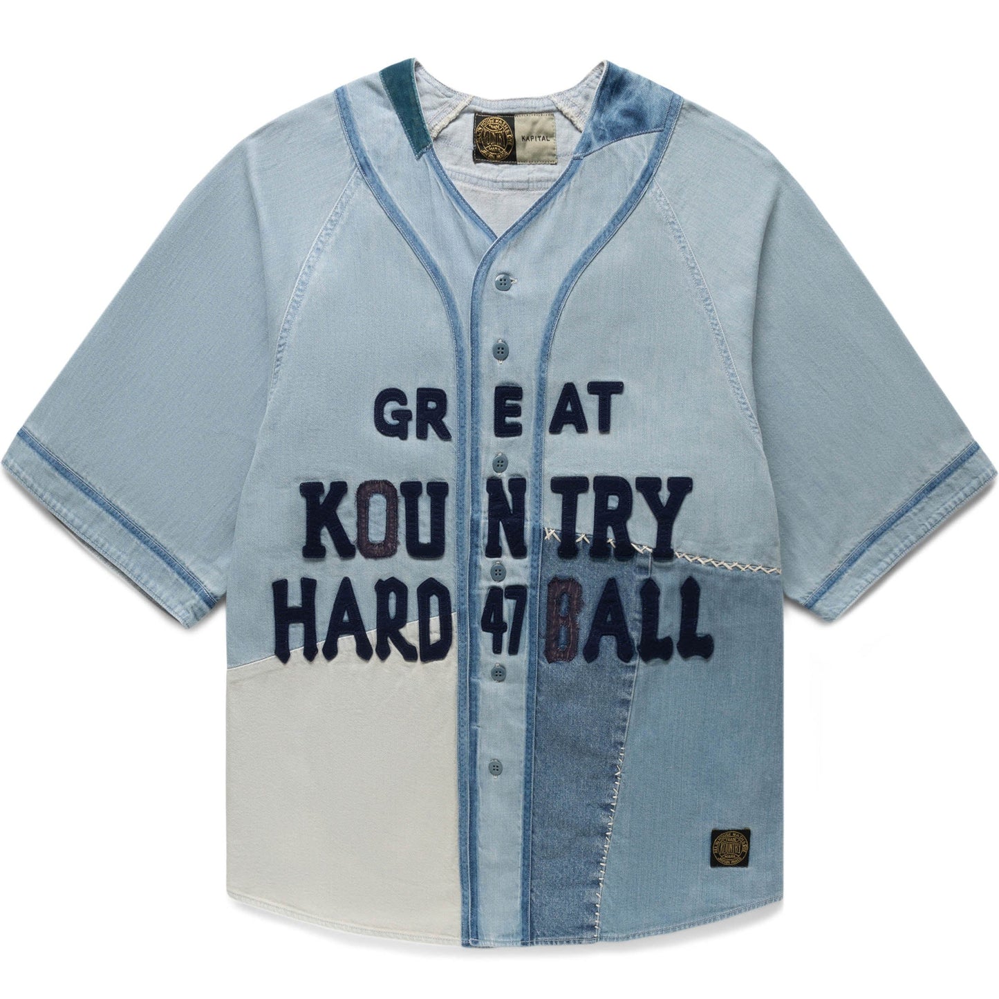 Kapital Shirts 8OZ RECONSTRUCTION DENIM GREAT KOUNTRY BASEBALL SHIRT