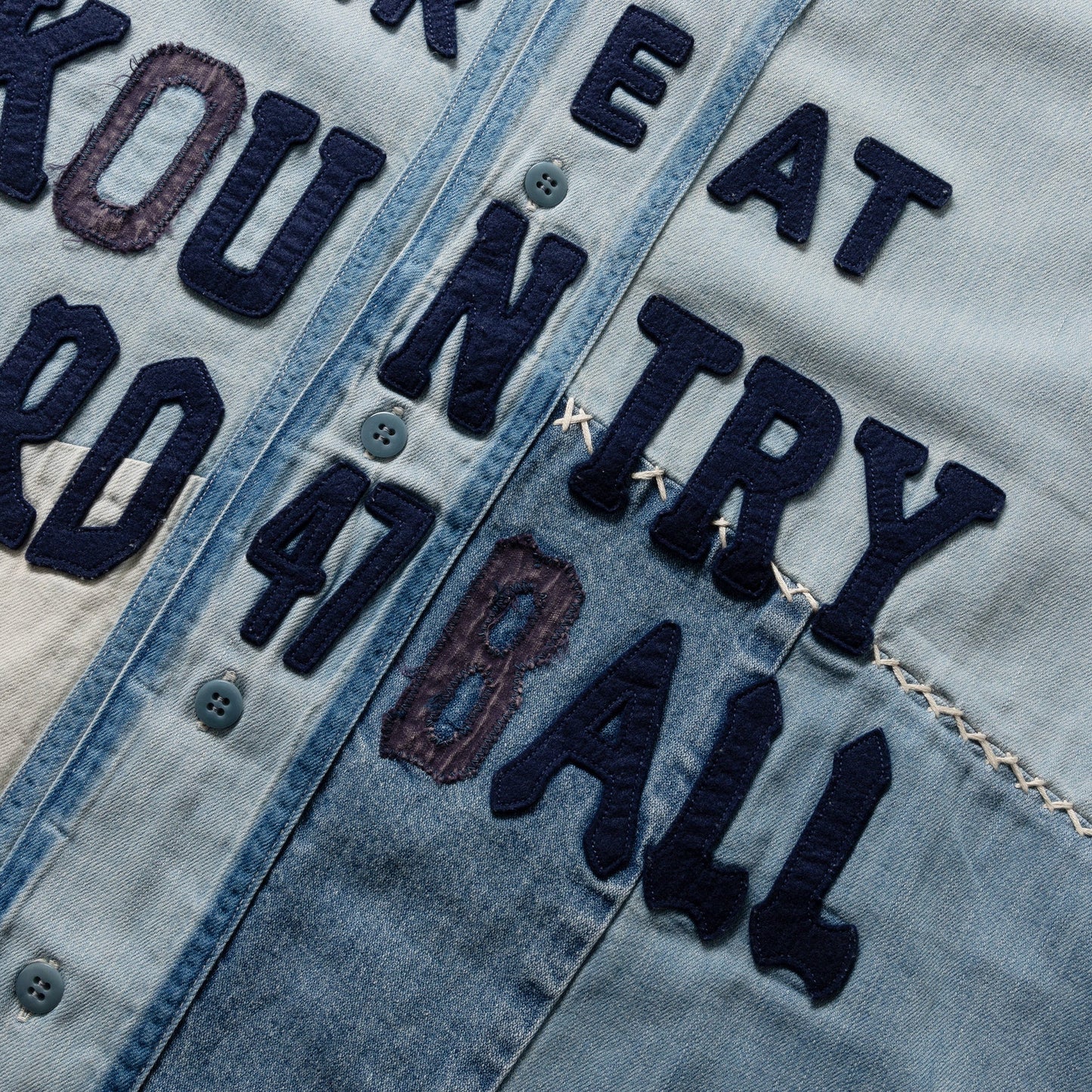 Kapital Shirts 8OZ RECONSTRUCTION DENIM GREAT KOUNTRY BASEBALL SHIRT