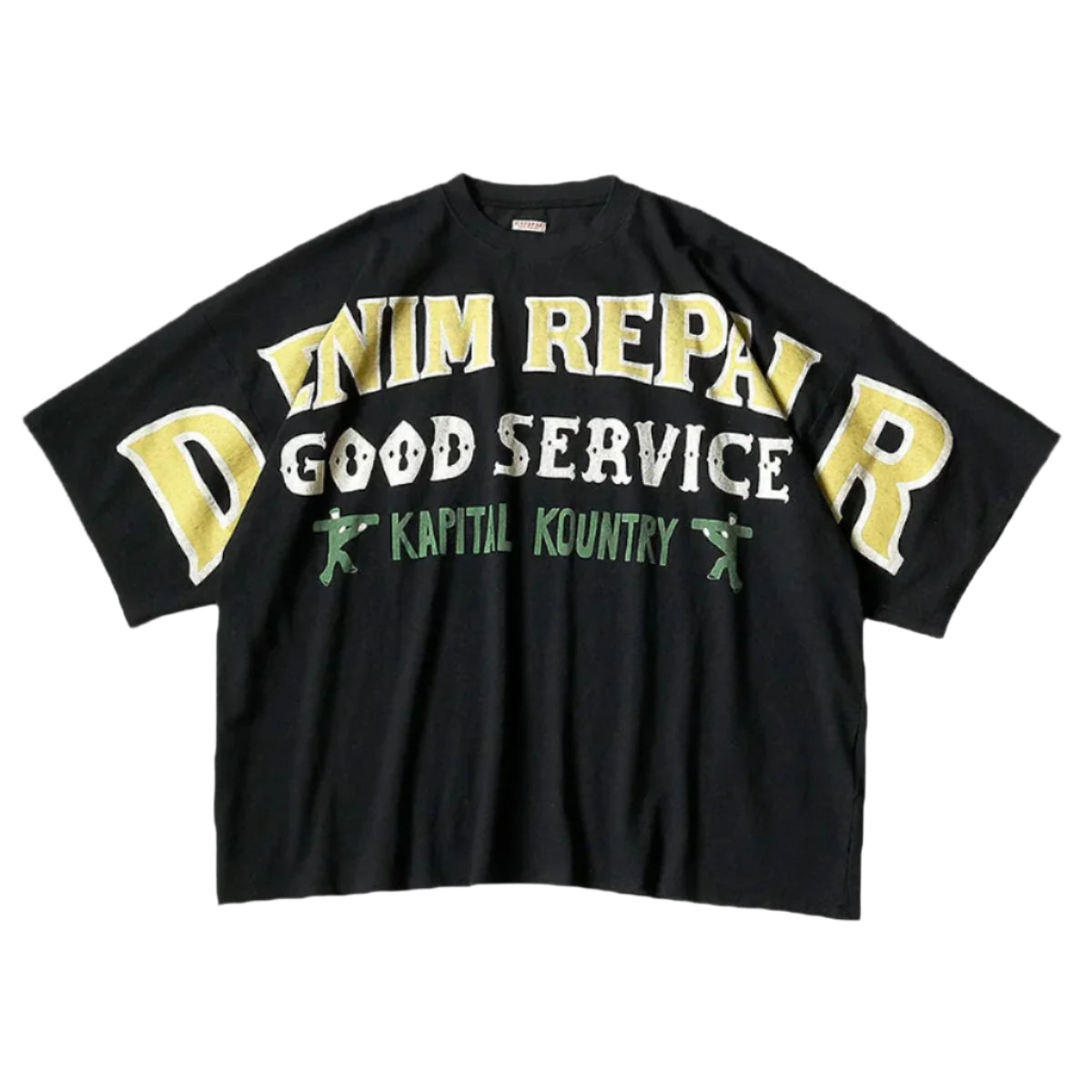 18.5/- JERSEY HUGE T-SHIRT (DENIM REPAIR) – Bodega 18.5/- JERSEY HUGE T-SHIRT (DENIM REPAIR) – Bodega