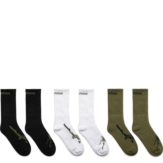 Maharishi Socks WHITE/BLACK/OLIVE / O/S MILTYPE DRAGON SPORTS SOCKS
