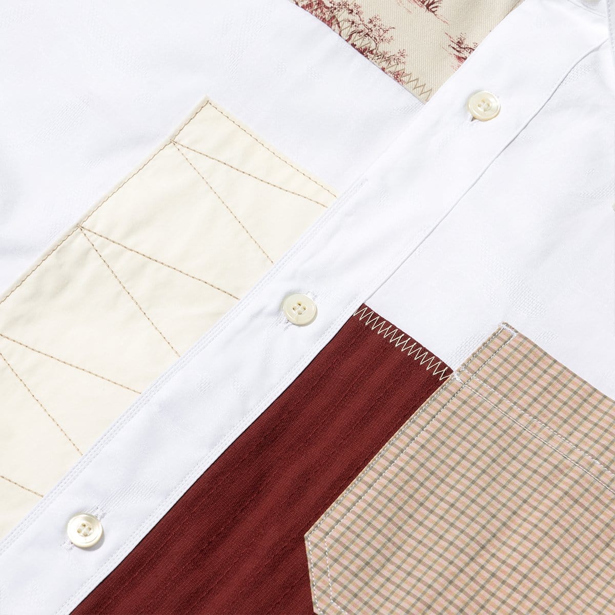 Junya Watanabe Shirts MULTI FABRIC MIX SHORT SLEEVE SHIRT