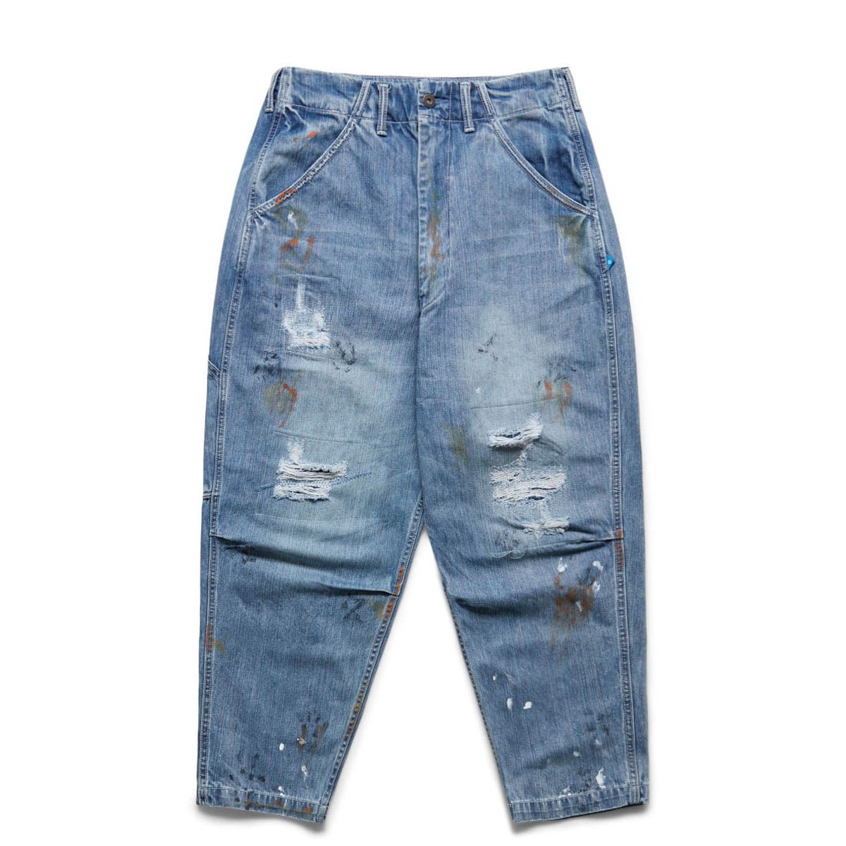 REPAIRED DENIM SARROUEL PANTS