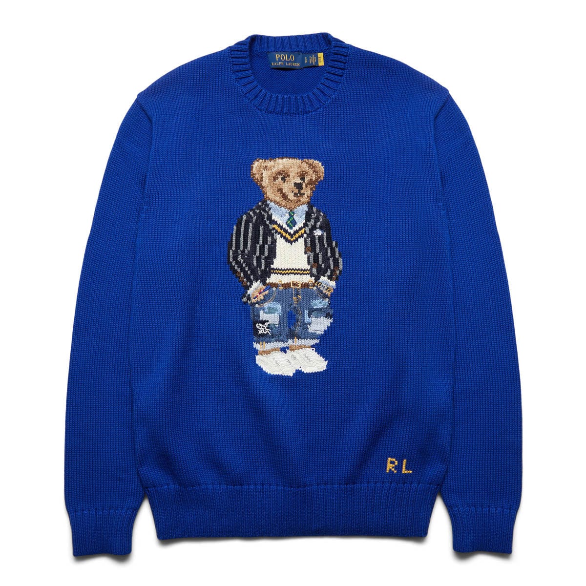 COTTON HERITAGE POLO BEAR CREWNECK SWEATER Heritage Royal Bodega