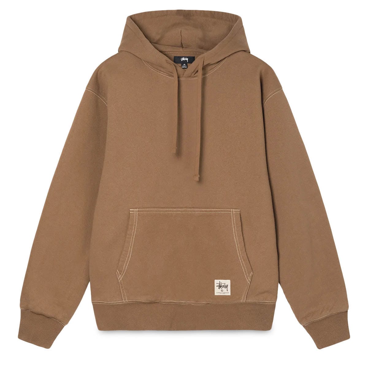 CONTRAST STITCH LABEL HOOD Brown | Bodega