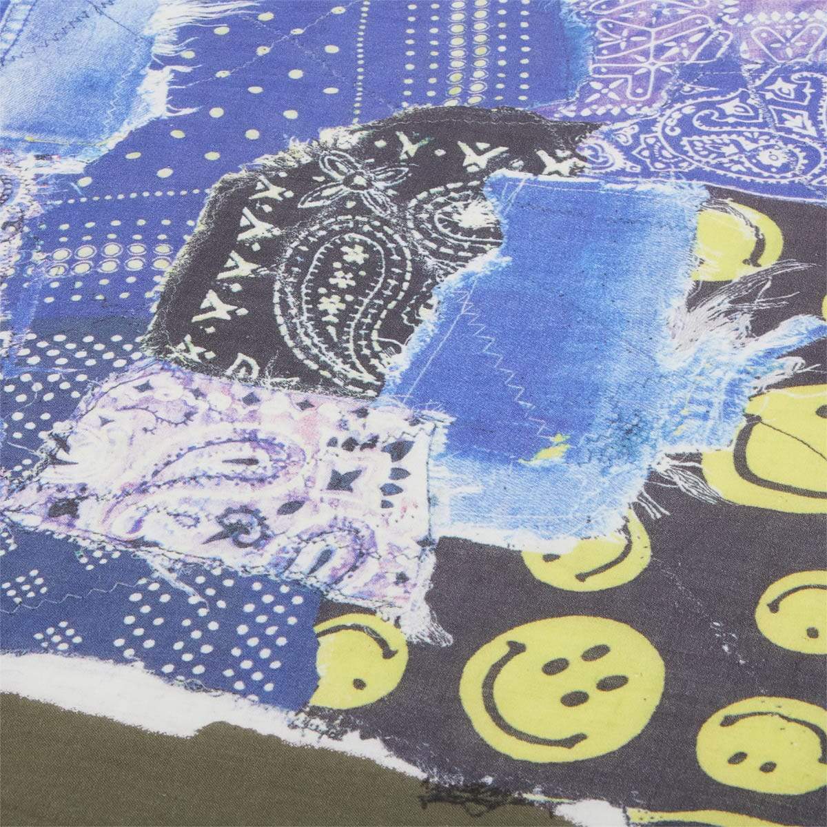 Kapital Scarves & Gloves KHAKI / O/S FASTCOLOR SELVEDGE BANDANA (SMILIE PATCHWORK)
