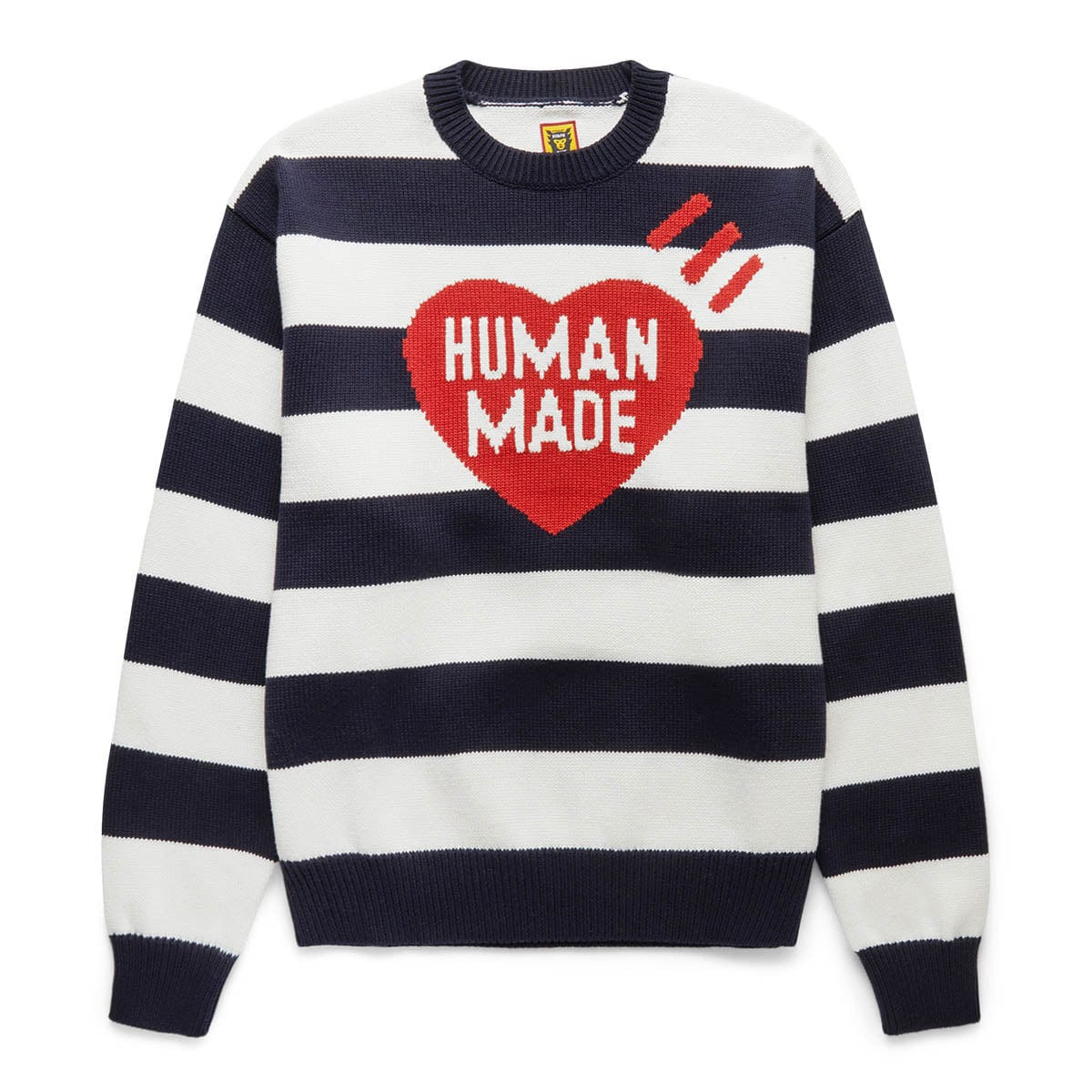 STRIPED HEART KNIT SWEATER