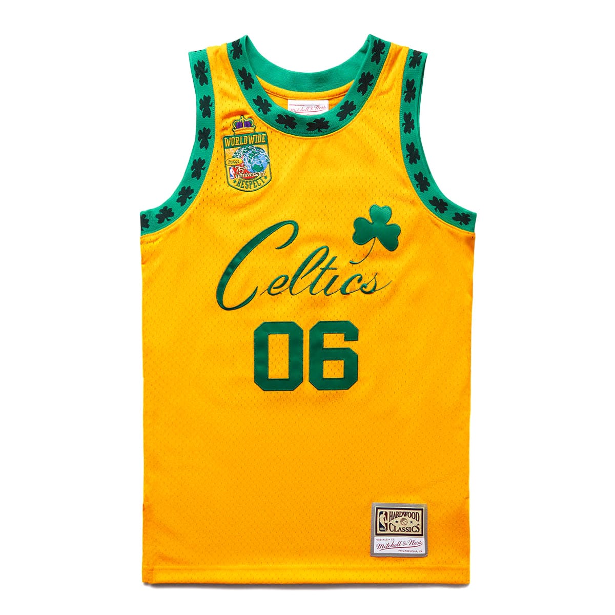boston celtics fan gear X BODEGA WORLDWIDE RESPECT CELTICS JERSEY YELLOW