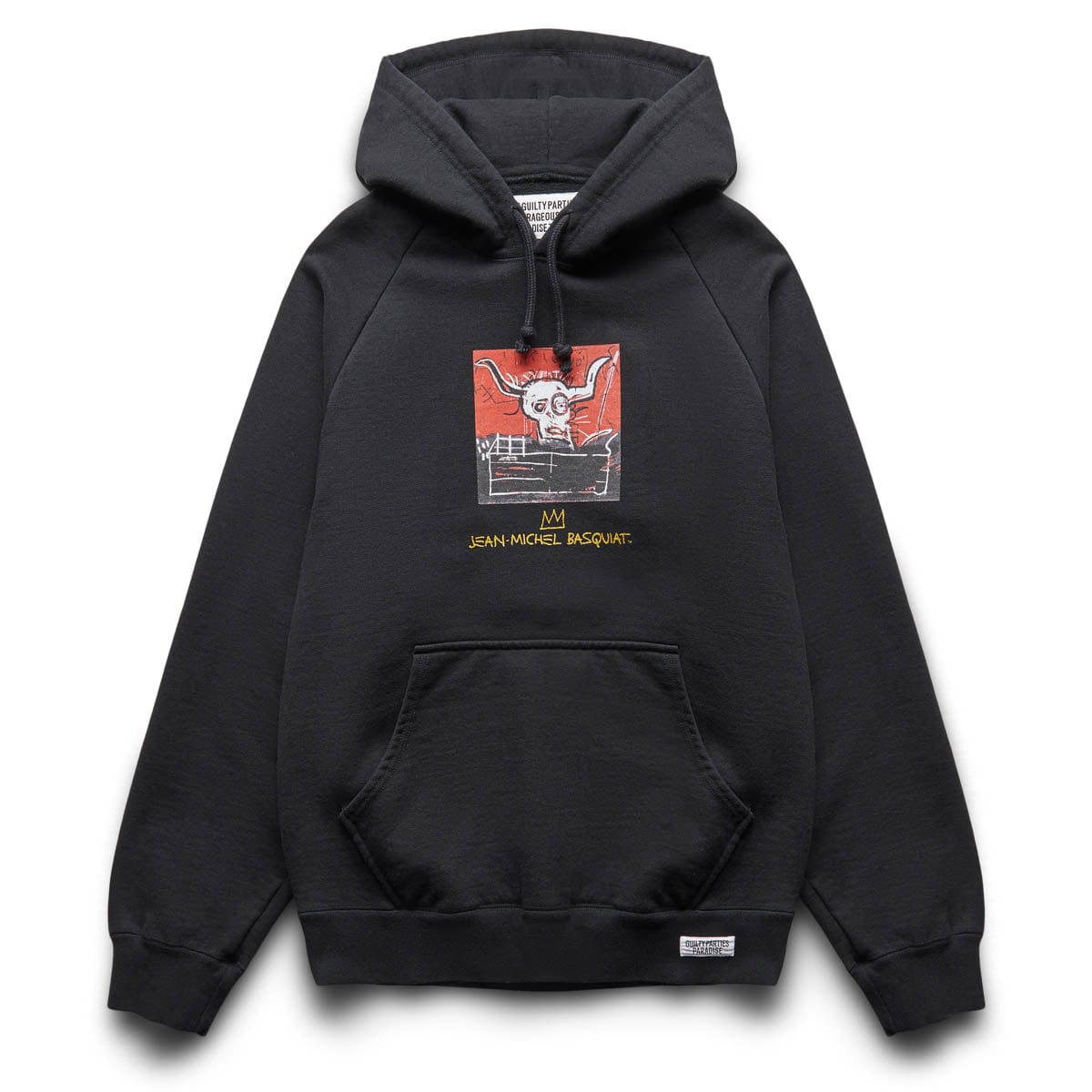 BASQUIAT / WASHED HEAVY WEIGHT PULLOVER HOOD BLACK | Bodega