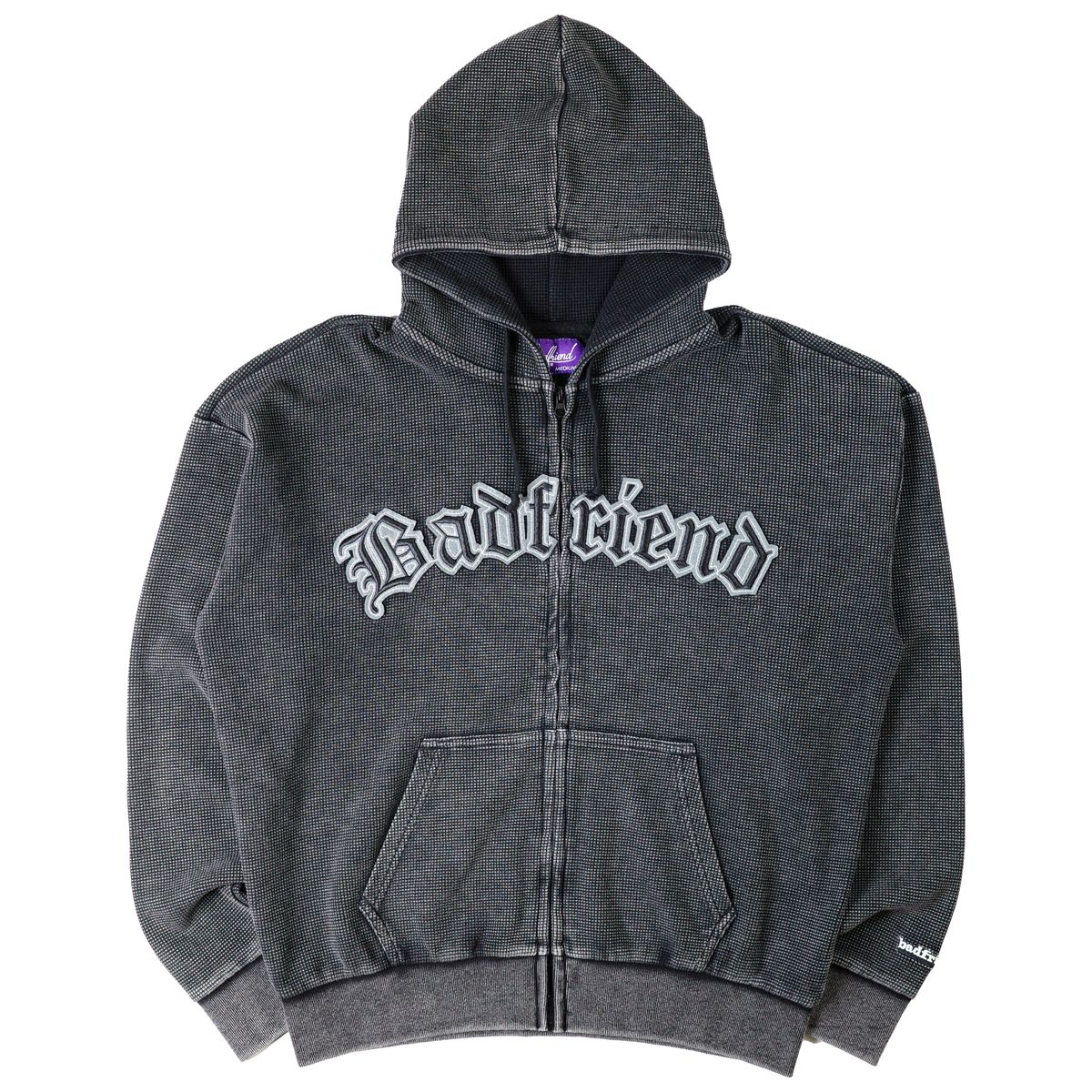 WAFFLE KNIT FULL ZIP SWEATER