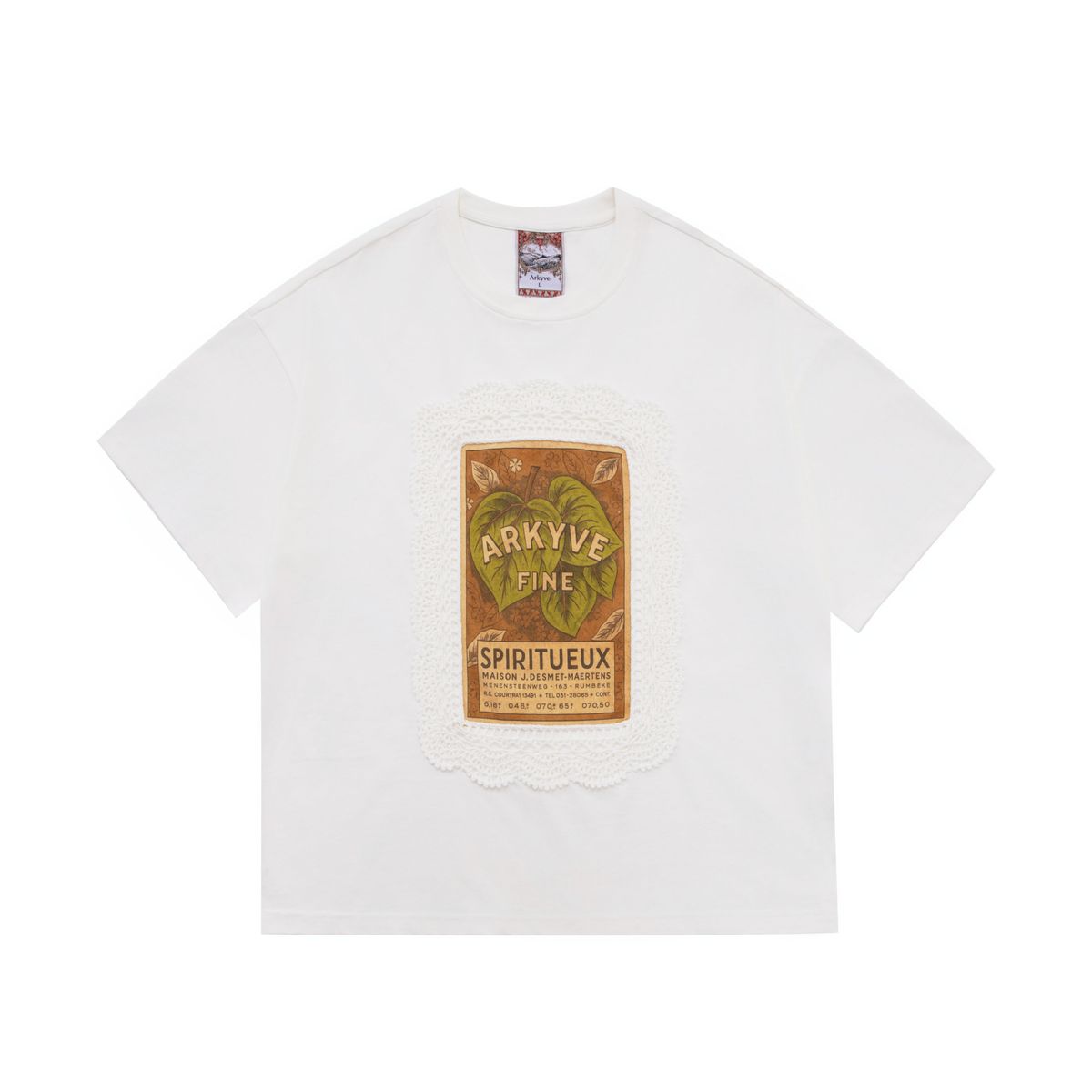 CROCHET WINE LABEL WHITE T-SHIRT