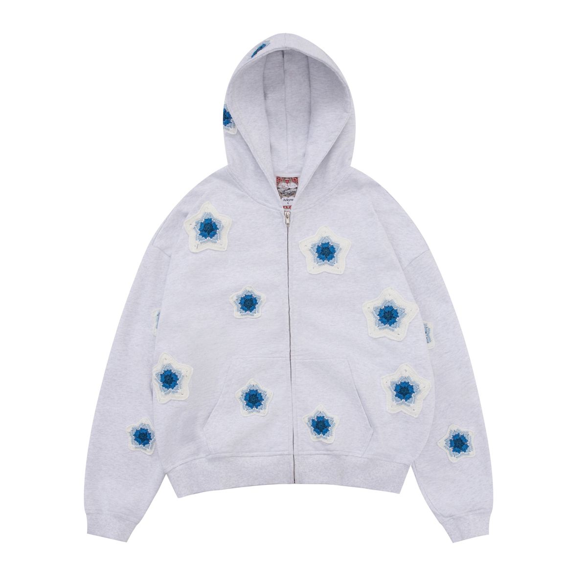 BLUE STAR CROCHET PATCH SWEATSHIRT