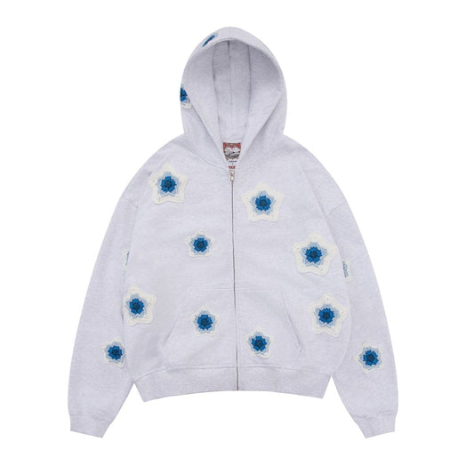 BLUE STAR CROCHET PATCH SWEATSHIRT