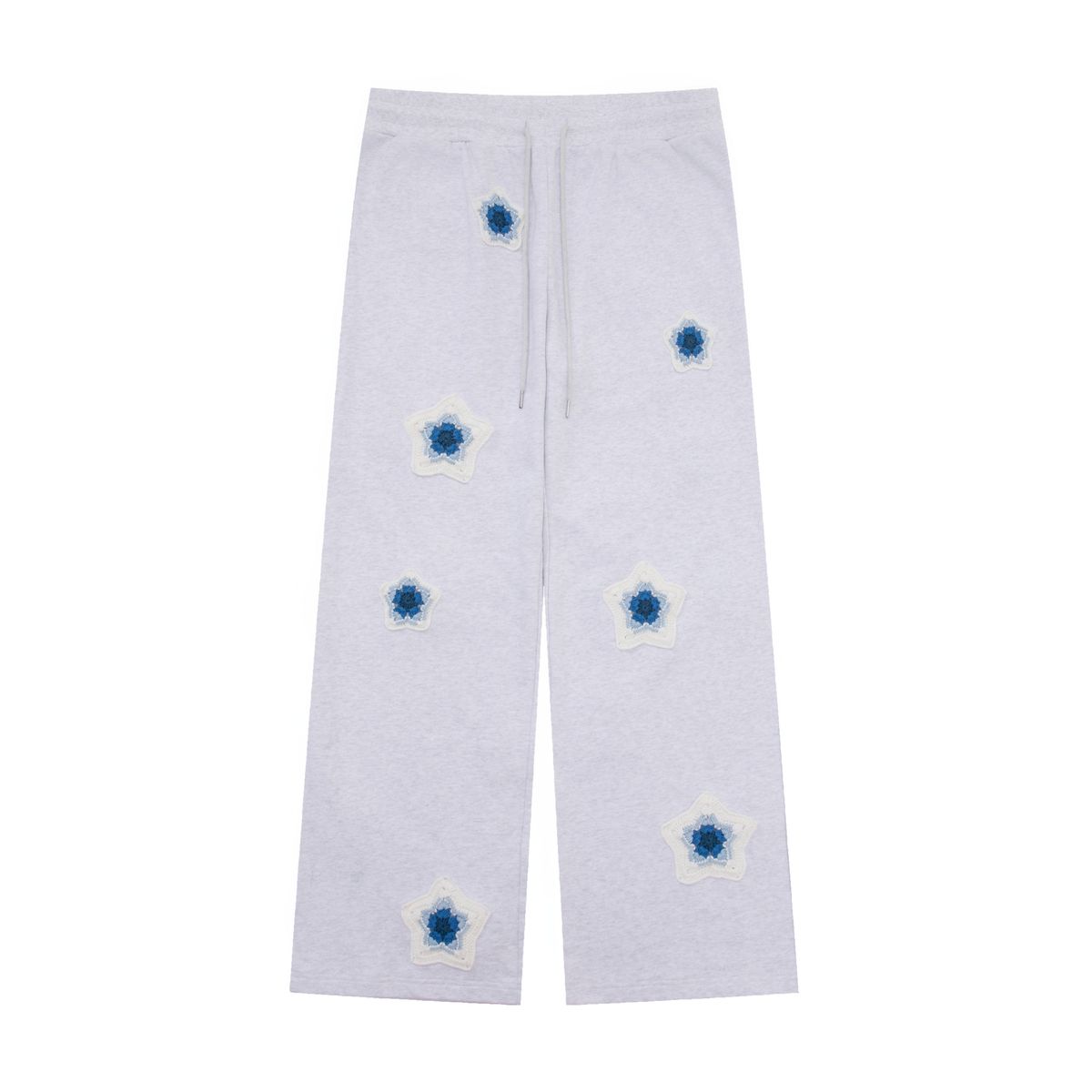 BLUE STAR CROCHET PATCH SWEATPANTS