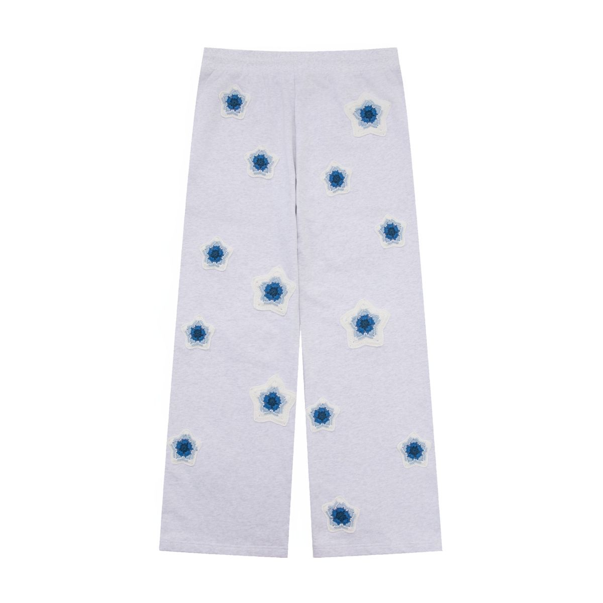 BLUE STAR CROCHET PATCH SWEATPANTS