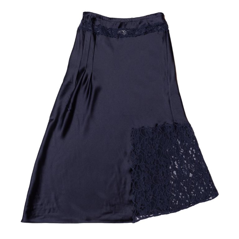 ELEA SATIN & LACE MIDI SKIRT