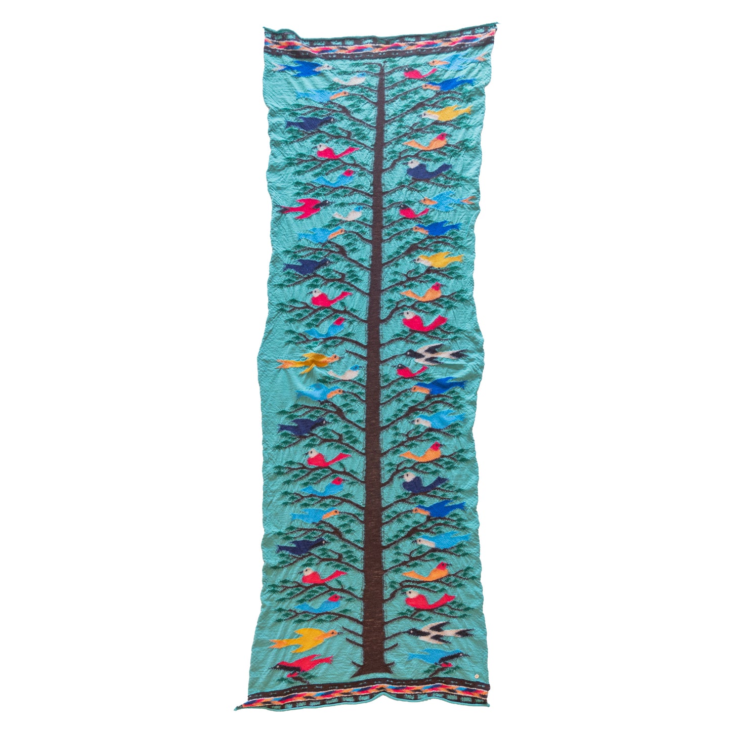 FULLING WOOL SCARF BIRD TREE