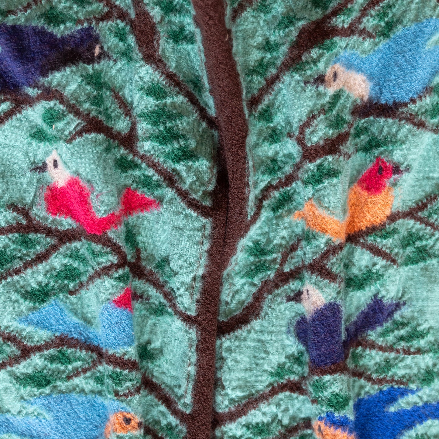FULLING WOOL SCARF BIRD TREE