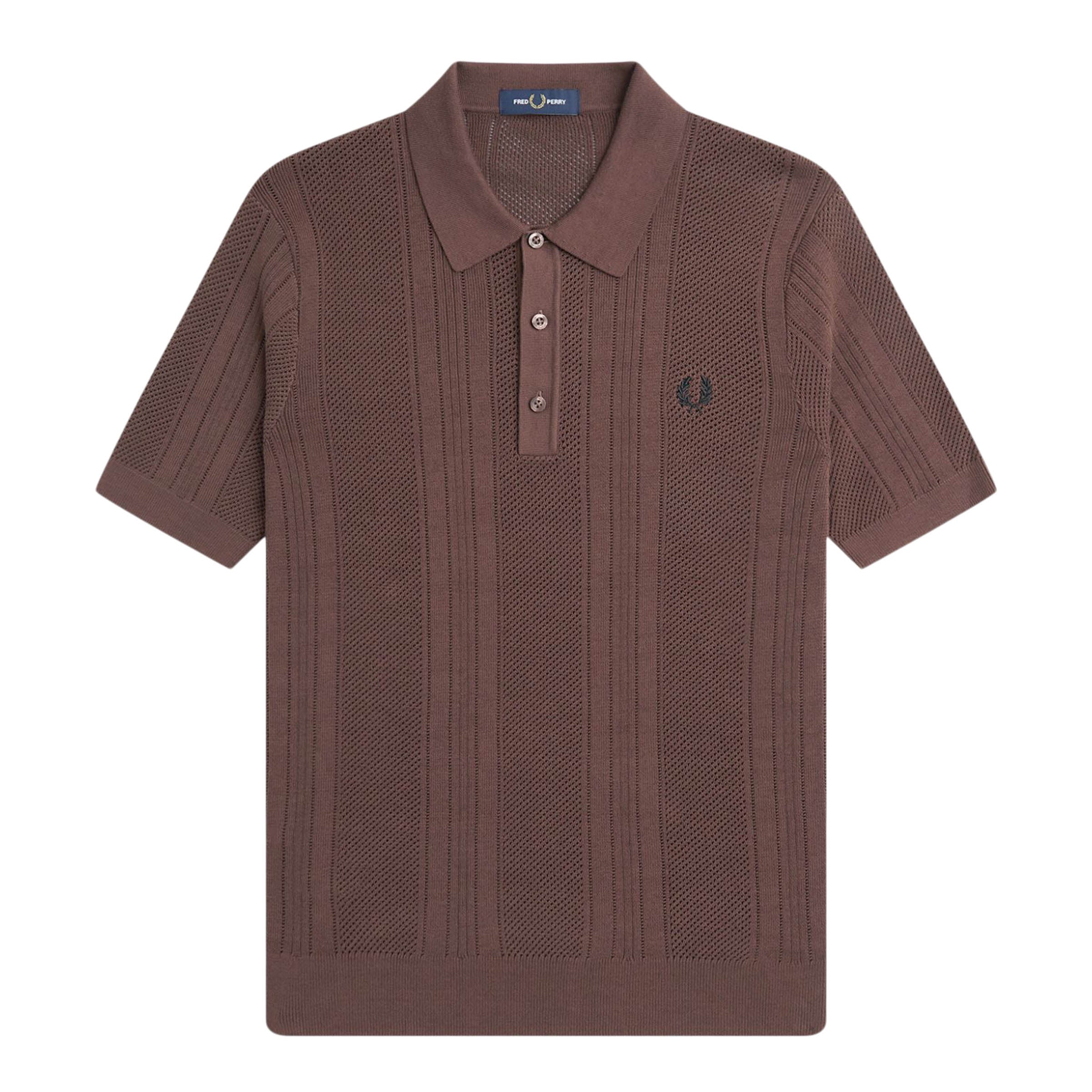 COTTON CROCHET KNIT POLO SHIRT CARRINGTON BRICK | Bodega