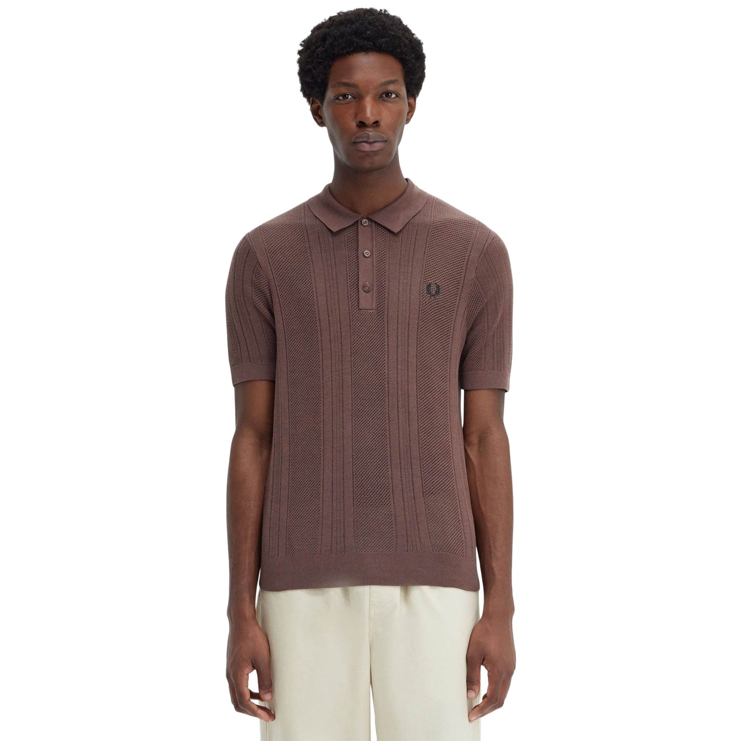 Fred Perry Shirts COTTON CROCHET KNIT POLO SHIRT