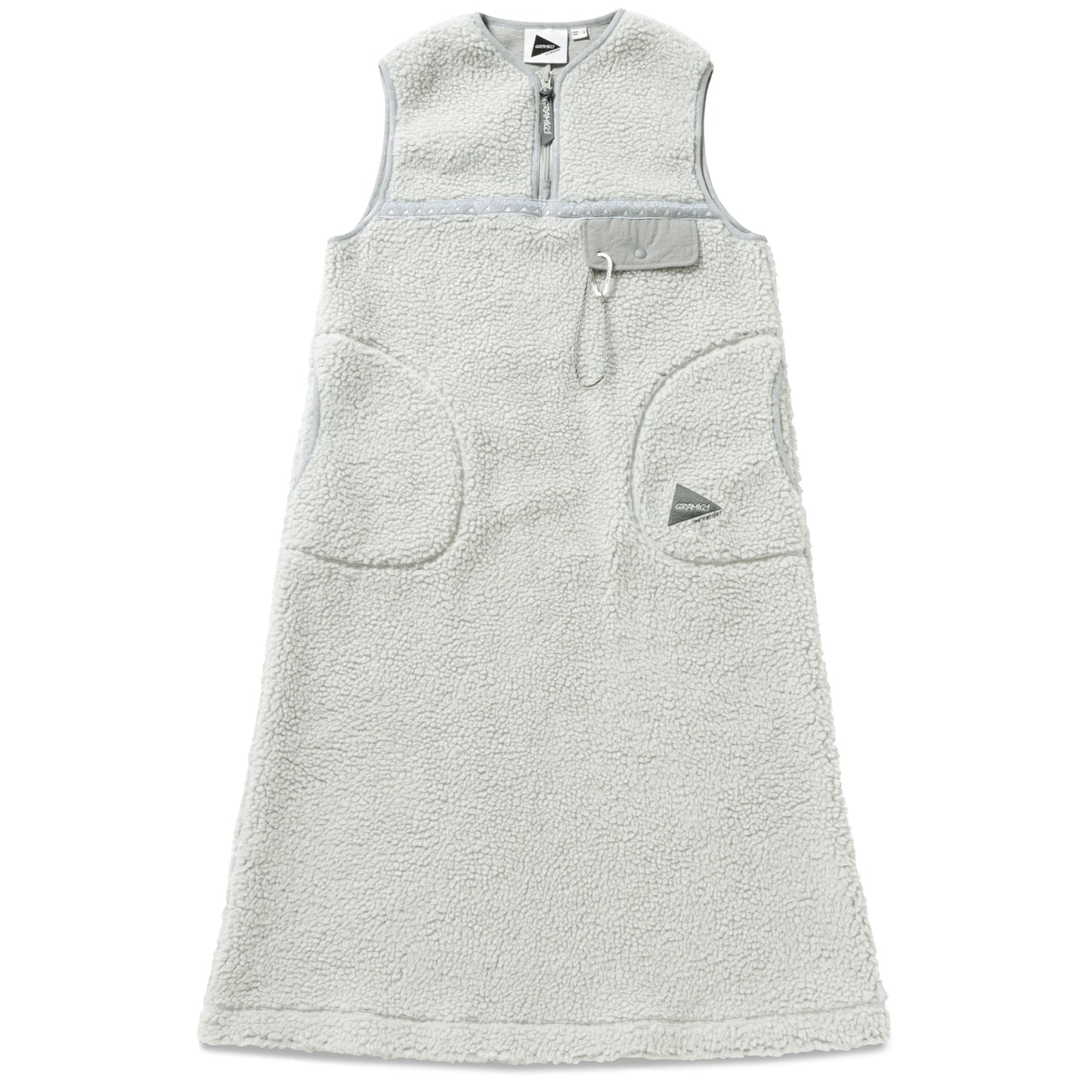  GRAMICCI X AND WANDER JQ TAPE FLEECE DRESS LT.GRAY