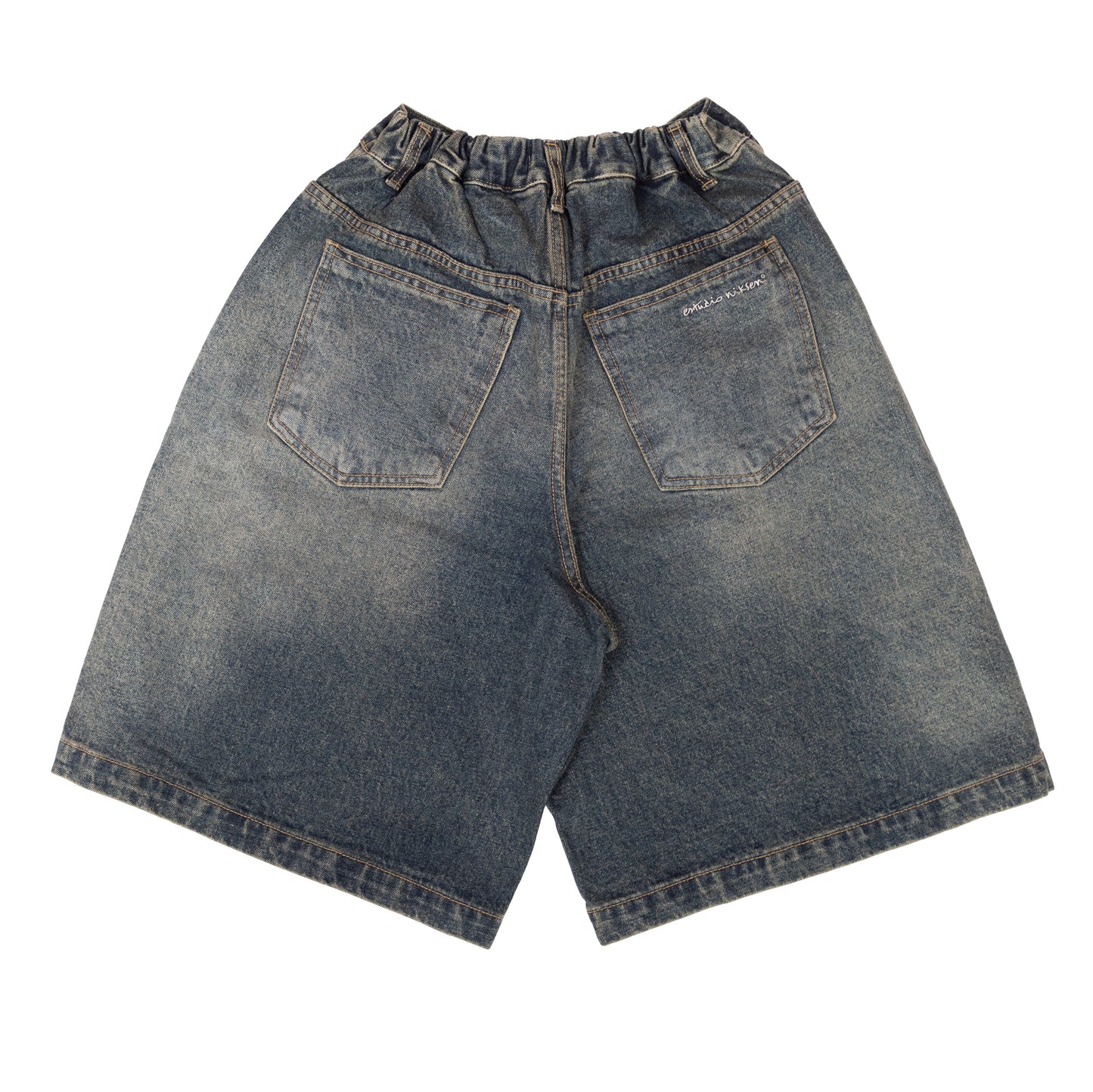 HALF-DART DENIM SHORTS