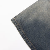 HALF-DART DENIM SHORTS