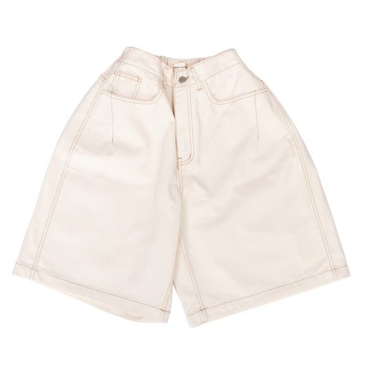 HALF-DART RAW DENIM SHORTS
