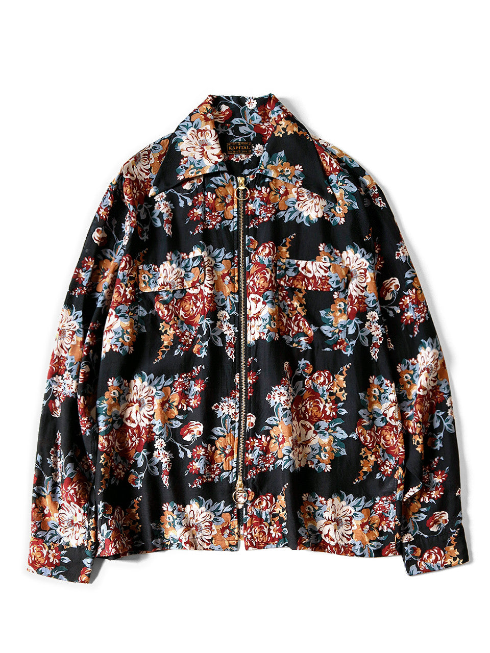 SILK RAYON CHAMPETRE MARIA DRIZZLE OPEN COLLAR SHIRT (LONG SLEEVE)