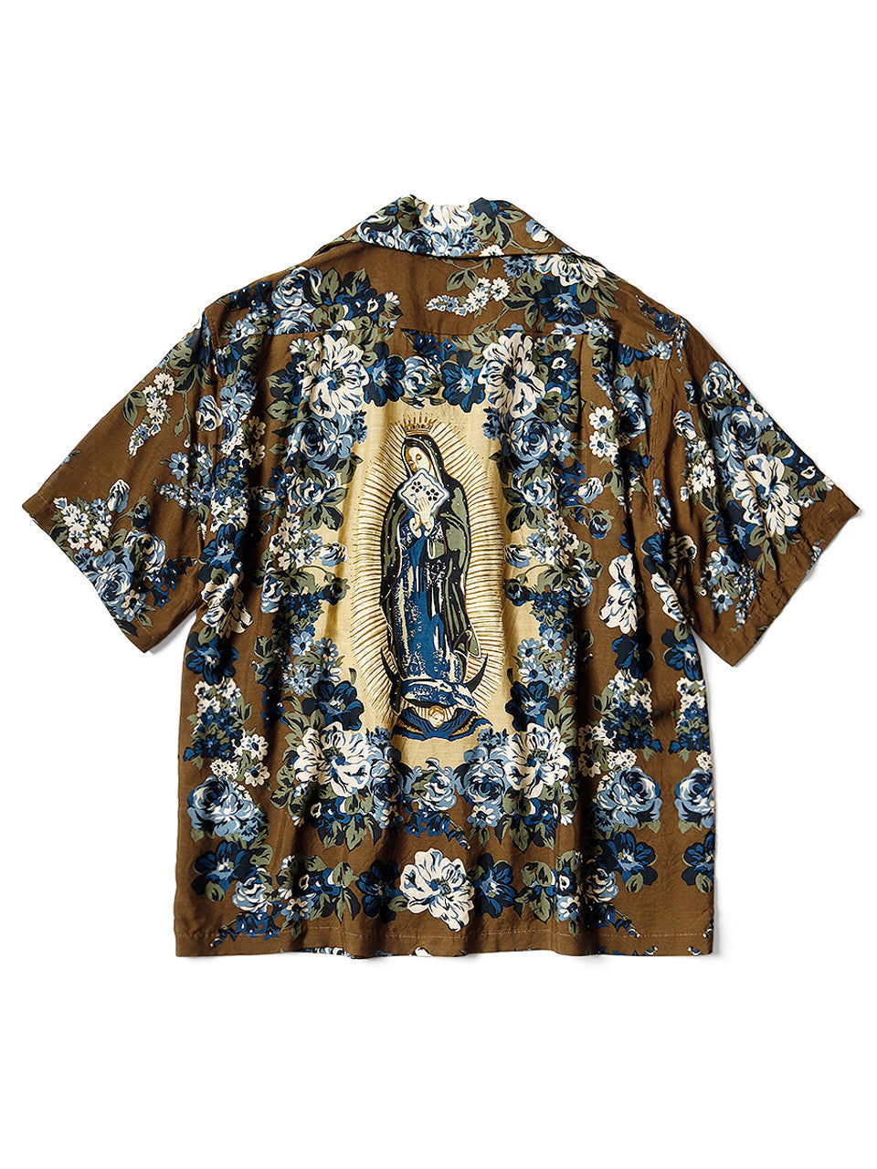 SILK RAYON CHAMPETRE MARIA PATTERN WRANGLE COLLAR ALOHA SHIRT