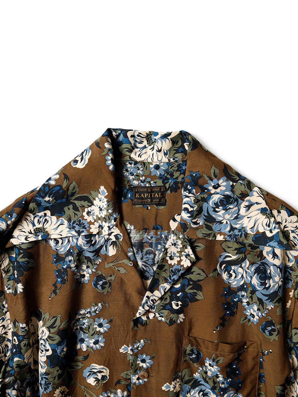SILK RAYON CHAMPETRE MARIA PATTERN WRANGLE COLLAR ALOHA SHIRT