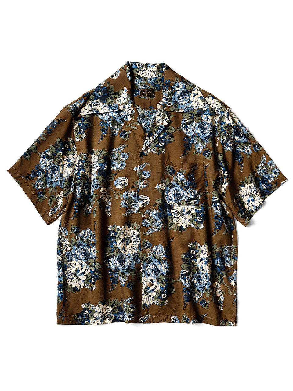 SILK RAYON CHAMPETRE MARIA PATTERN WRANGLE COLLAR ALOHA SHIRT