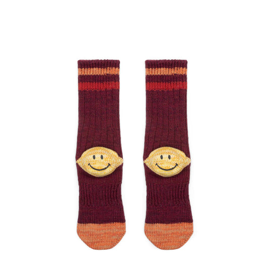 Kapital Socks BURGUNDY / O/S 60YARNS GRANDRELLE IVY SMILIE HEEL-HOLD SOCKS