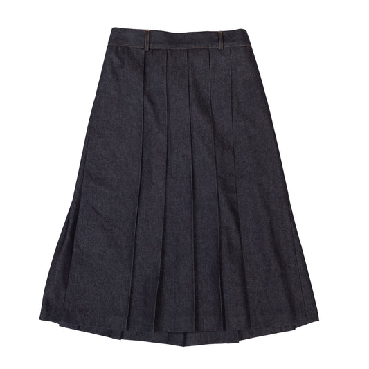 RAW DENIM PLEATED SKIRT