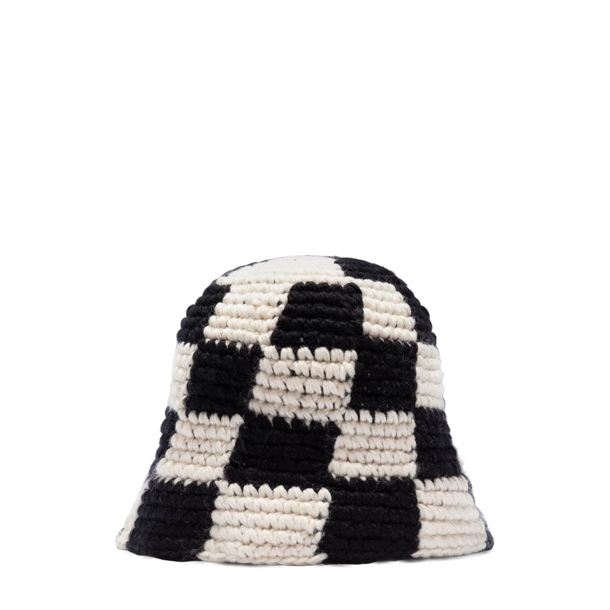 CHECKER KNIT BUCKET HAT