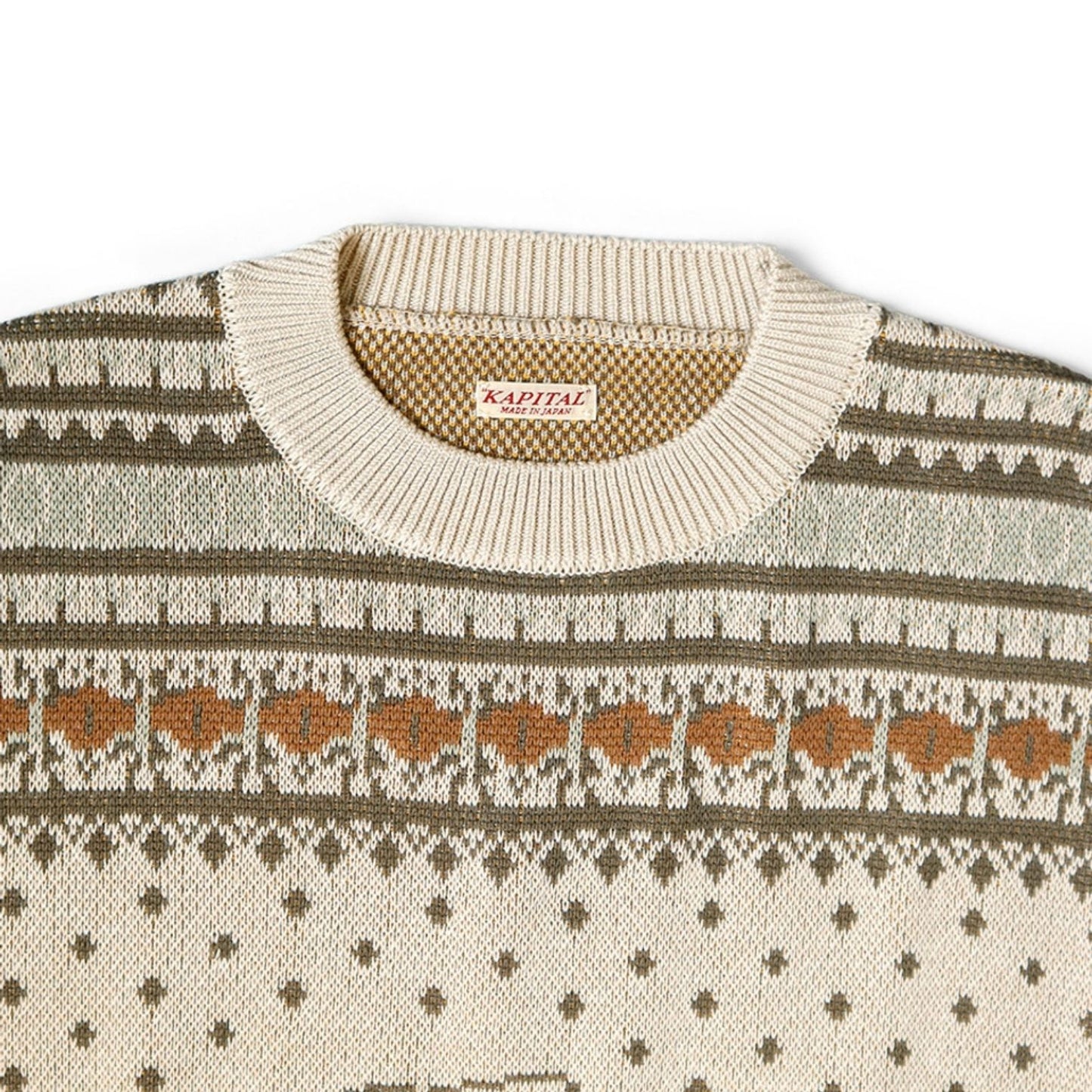 8G COTTON KNIT PECKISH RAINBOWY FAIR ISLE CREW SWEATER
