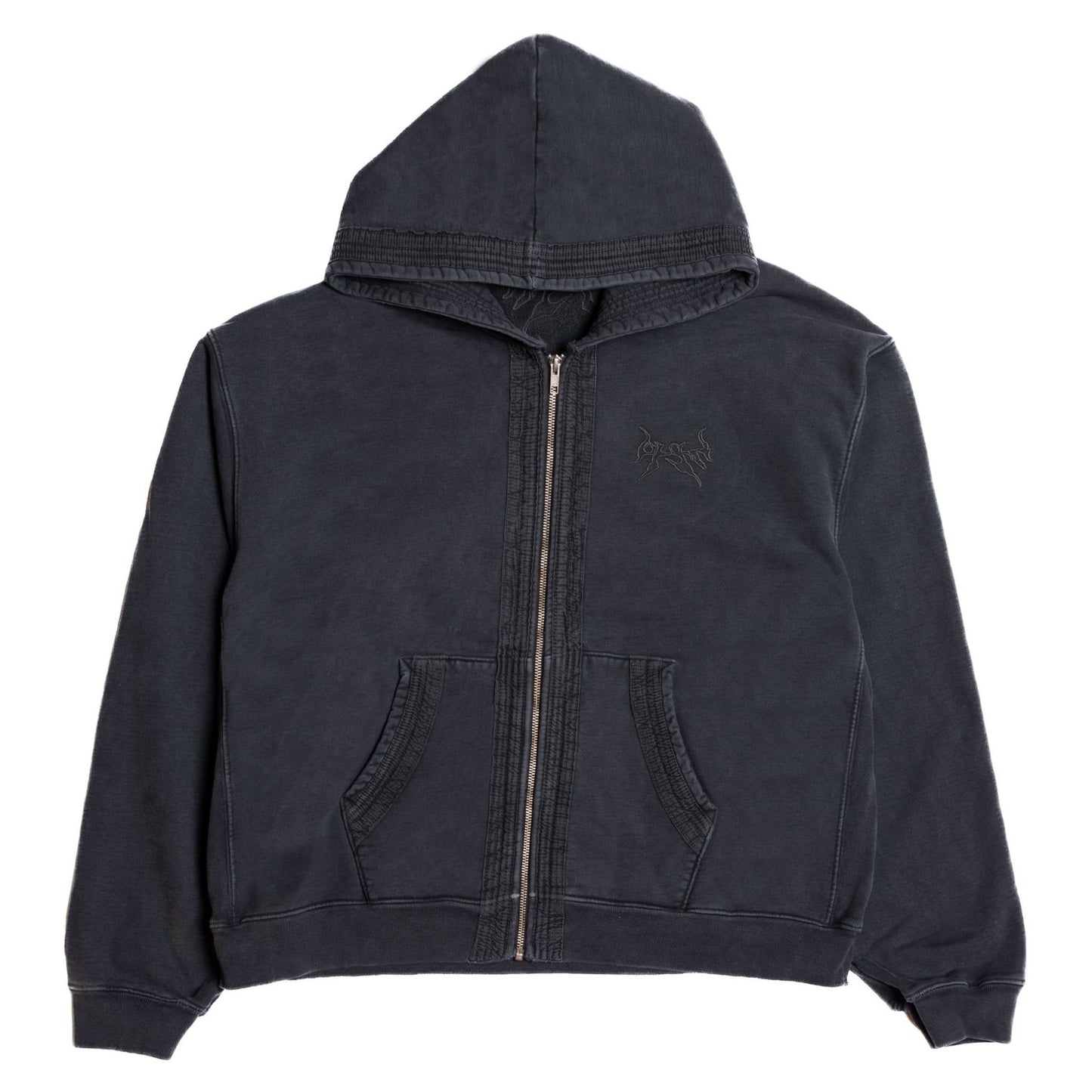 LIAN BOXY ZIP UP HOODIE VINTAGE BLACK