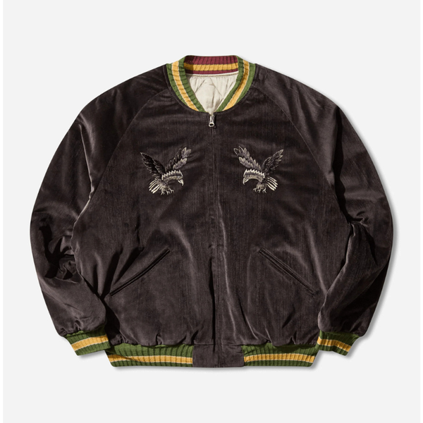 GDC Velveteen × Acetate Souvenir Jacket VELVETEEN BONE EMBROIDERY SOUVENIR JACKET (BONE) Black – Bodega