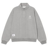 WASHED EMBROIDERED HALF ZIP-UP