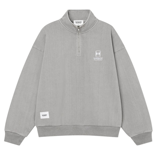 WASHED EMBROIDERED HALF ZIP-UP