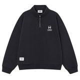 WASHED EMBROIDERED HALF ZIP-UP
