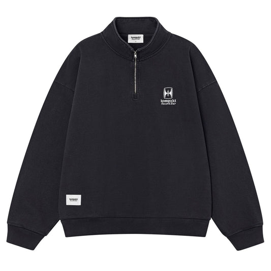 WASHED EMBROIDERED HALF ZIP-UP